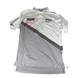 Tracker Boats Polo Shirt Mens L White Gray Fishing Pro Team Vintage Swingster